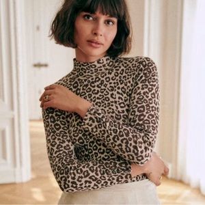 Sezane leopard ribbed long sleeves top XS